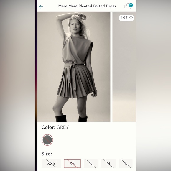 ISO Anthropologie Mare Mare Pleated Belted Grey Dress Size XXS/XS - Picture 3 of 3